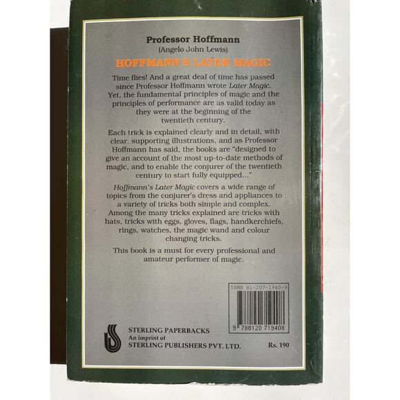 Hoffmann's Later Magic by Professor Hoffman book - printed in 1995 paperback - Picture 2 of 3